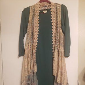 Dress with lace vest